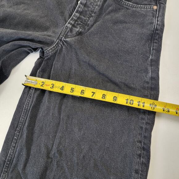 We The Free High Waisted Wide Leg Crop Jeans Womens 27 Black Button Fly Flare - Picture 8 of 14